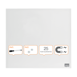 Pizarra magnética de cristal NOBO 450x450 mm, blanco