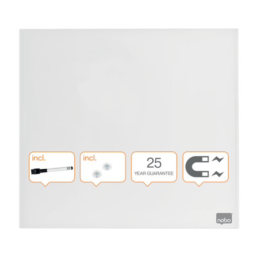 Pizarra magnética de cristal NOBO 450x450 mm, blanco