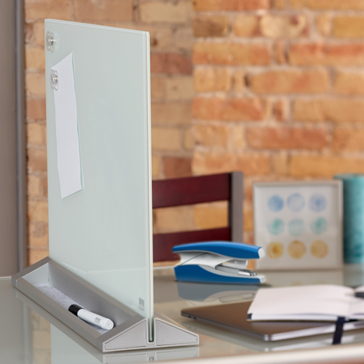 Pizarra magnética de sobremesa de libre colocación de cristal NOBO, blanco