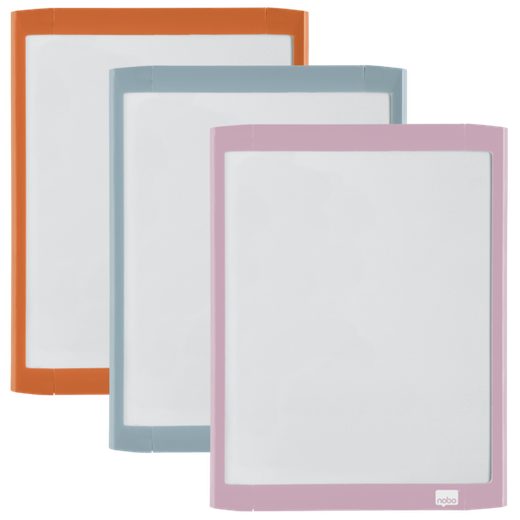 Pizarra blanca nobo magnetica con borrador iman y rotulador marco colores pastel surtidos 216x280 mm