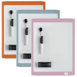 Pizarra blanca nobo magnetica con borrador iman y rotulador marco colores pastel surtidos 216x280 mm