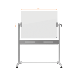 Pizarra NOBO CRISTAL móvil 1200X900 mm, blanco brillante