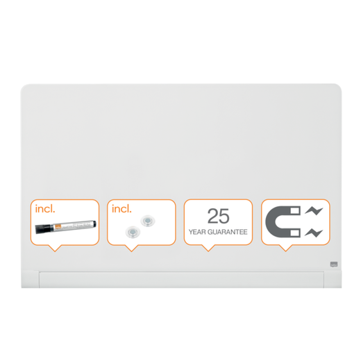 Pizarra NOBO Impression Pro cristal bordes redondeados 57" (1264X711 mm), blanco brillante