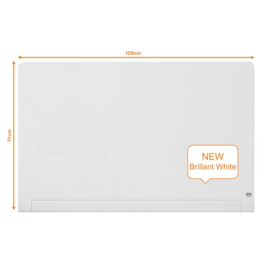 Pizarra NOBO Impression Pro cristal bordes redondeados 57" (1264X711 mm), blanco brillante