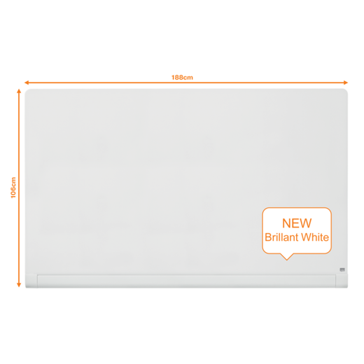 Pizarra NOBO Impression Pro cristal bordes redondeados 85" (1883X1053 mm), blanco brillante