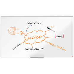 Pizarra NOBO Impression Pro de formato panorámico acero lacado de 85", 1880x1060mm, blanco