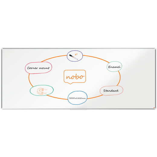 Pizarra NOBO Premium Plus acero vitrificado 3000x1200mm, blanco