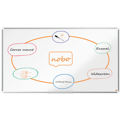 Pizarra NOBO Premium Plus de formato panorámico acero vitrificado de 70", 1550x870mm, blanco