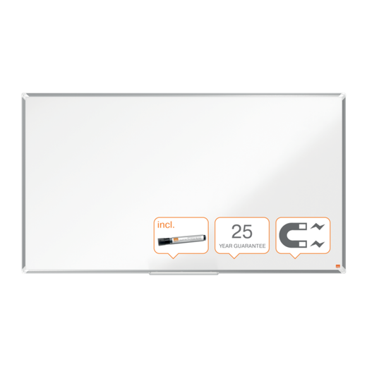 Pizarra NOBO Premium Plus de formato panorámico acero vitrificado de 70", 1550x870mm, blanco