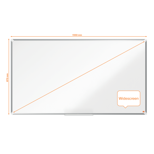 Pizarra NOBO Premium Plus de formato panorámico acero vitrificado de 70", 1550x870mm, blanco
