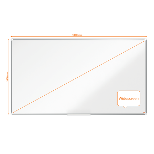 Pizarra NOBO Premium Plus de formato panorámico acero vitrificado de 85", 1880x1060mm, blanco
