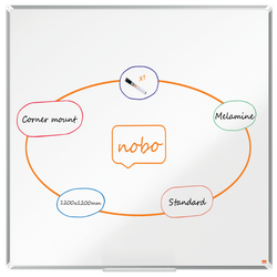 Pizarra NOBO Premium Plus melamina 1200x1200mm, blanco