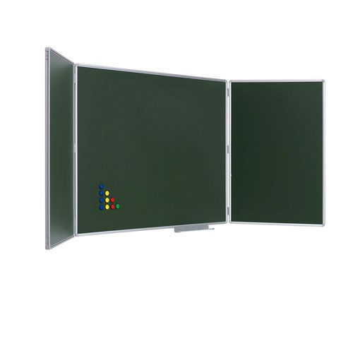 Pizarra Tríptica Verde Acero Vitrificado 120 x 400 cm.