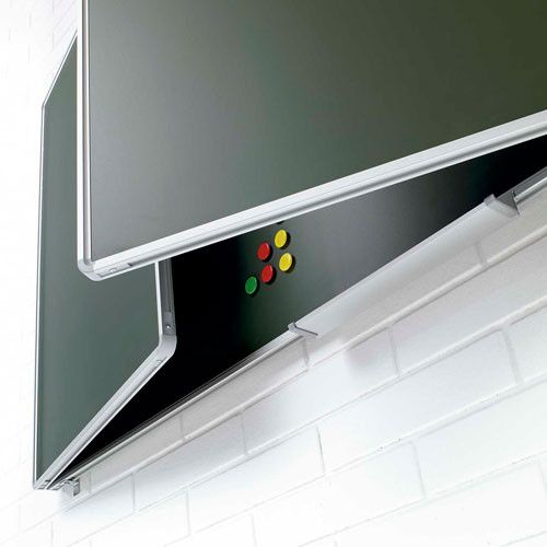 Pizarra Tríptica Verde Acero Vitrificado 120 x 400 cm.