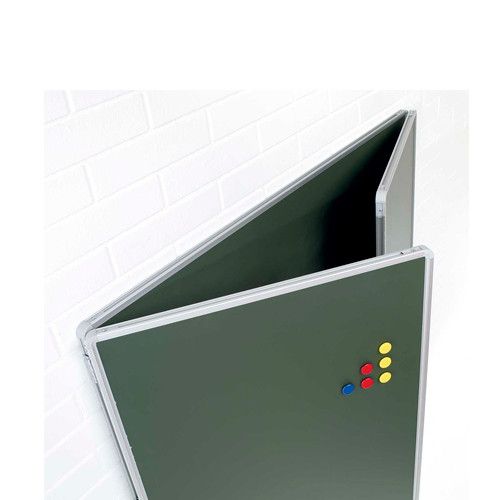 Pizarra Tríptica Verde Acero Vitrificado 90 x 240 cm