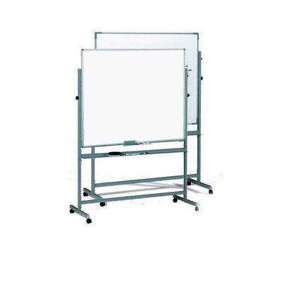 Pizarra volteable con 2 superficies blancas de acero lacado de 120x200 cm