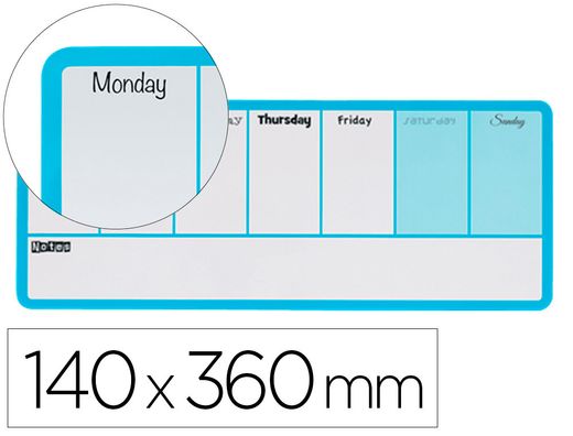Planificador semanal nobo magnetico color azul 140x360 mm