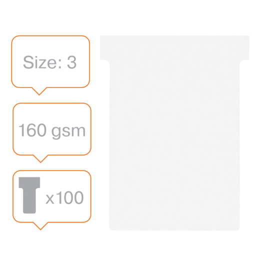 Planning: Fichas T NOBO (estuche 100) tamaño 3, blanco