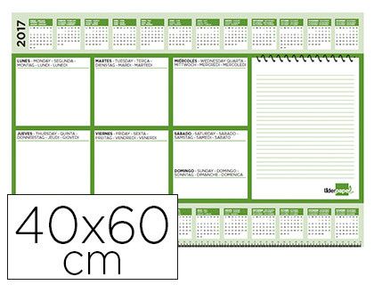 Planning sobremesa semanal liderpapel 40x60 cm 80 gr 60 hojas 2019-2020