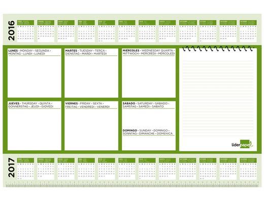 Planning sobremesa semanal liderpapel 40x60 cm 80 gr 60 hojas 2019-2020