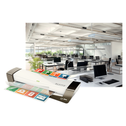 Plastificadora iLAM Office DIN A4, plata/blanco