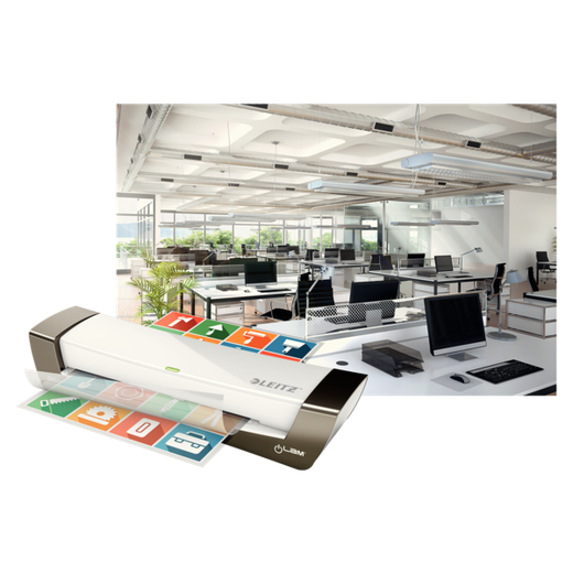 Plastificadora iLAM Office DIN A4, plata/blanco