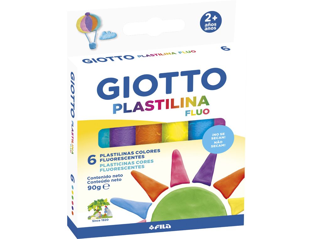 Plastilina giotto fluor caja de 6 unidades colores surtidos