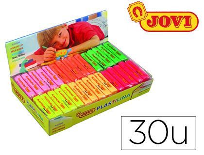 Plastilina jovi 70f tamaño pequeño caja de 30 unidades colores fluorescentes
