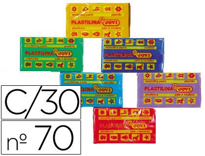 Plastilina Jovi caja 30 barras 15 colores variados 50 gr.