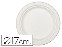 Plato de fibra natural nupik biodegradable blanco 17 cm de diametro apto microondas paquete de 50 unidades