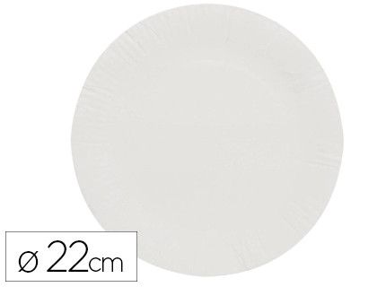 Plato papel reciclable blanco 22 cm paquete 100 unidades