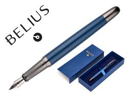 Pluma belius neptuno aluminio textura wavy color azul marino tinta azul caja de diseño