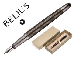 Pluma belius neptuno aluminio textura wavy color caqui tinta azul caja de diseño