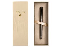 Pluma belius neptuno aluminio textura wavy color caqui tinta azul caja de diseño