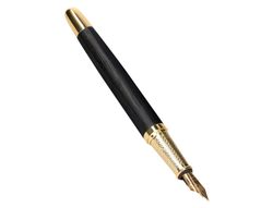 Pluma belius passion dor aluminio textura cepillada color negro y dorado tinta azul caja de diseño
