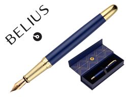Pluma belius soiree aluminio color art deco azul marino y dorado tinta azul caja de diseño
