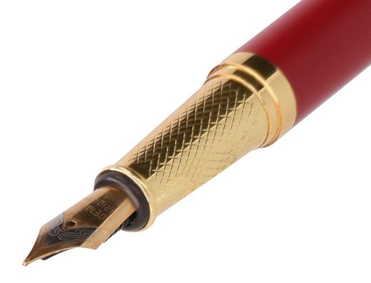 Pluma belius soiree aluminio color art deco granate y dorado tinta azul caja de diseño