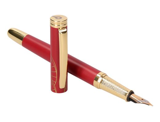 Pluma belius soiree aluminio color art deco granate y dorado tinta azul caja de diseño