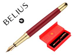 Pluma belius soiree aluminio color art deco granate y dorado tinta azul caja de diseño