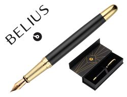 Pluma belius soiree aluminio color art deco negro y dorado tinta azul caja de diseño