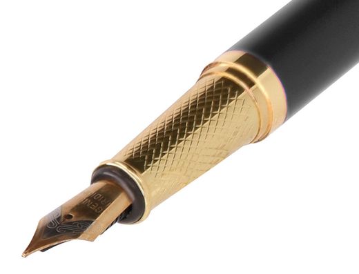 Pluma belius soiree aluminio color art deco negro y dorado tinta azul caja de diseño