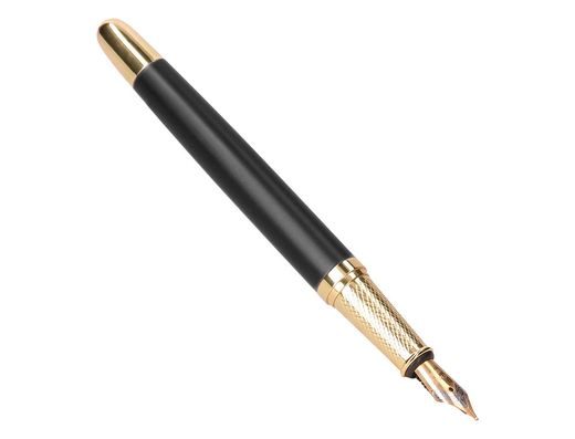 Pluma belius soiree aluminio color art deco negro y dorado tinta azul caja de diseño