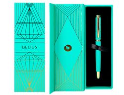 Pluma belius soiree aluminio color art deco turquesa y dorado tinta azul caja de diseño