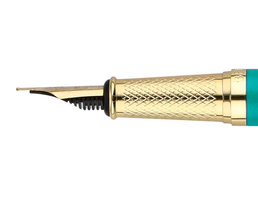 Pluma belius soiree aluminio color art deco turquesa y dorado tinta azul caja de diseño