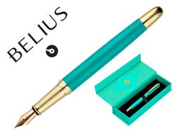 Pluma belius soiree aluminio color art deco turquesa y dorado tinta azul caja de diseño