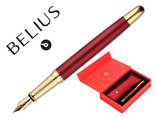 Pluma y estuche belius soiree color art deco granate y dorado tinta azul caja de diseño