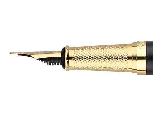 Pluma y estuche belius soiree color art deco negro y dorado tinta azul caja de diseño