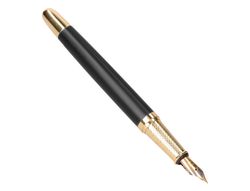 Pluma y estuche belius soiree color art deco negro y dorado tinta azul caja de diseño