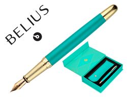 Pluma y estuche belius soiree color art deco turquesa dorado tinta azul caja de diseño