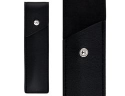 Pluma y estuche belius turbo aluminio textura punteada color negro y plateado tinta azul caja de diseño